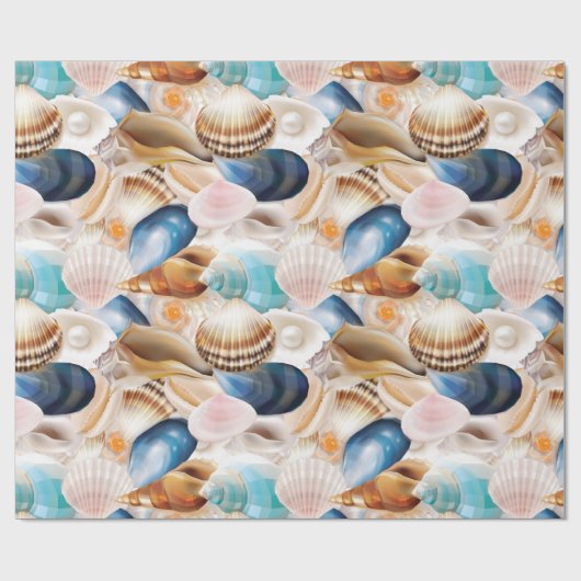 Überall in den Seashells Gemustert lebendig Geschenkpapier (Flach)