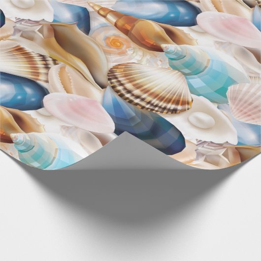 Überall in den Seashells Gemustert lebendig Geschenkpapier (Ecke)