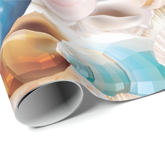Überall in den Seashells Gemustert lebendig Geschenkpapier (Rolleneckpunkt)