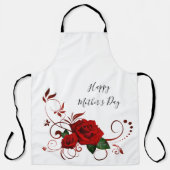 Überall in der Print-Schürze Rote Rose floral Schürze (Vorderseite)