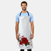Überall in der Print-Schürze Rote Rose floral Schürze (Getragen)