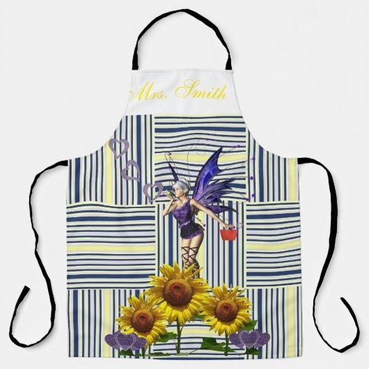 Überall in der Print-Schürze Sonnenblumen Streifen Schürze (Vorderseite)
