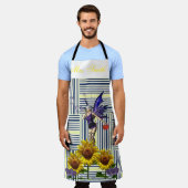 Überall in der Print-Schürze Sonnenblumen Streifen Schürze (Getragen)