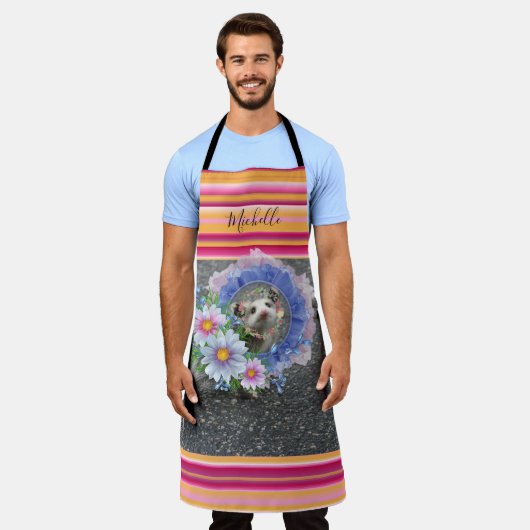 Überall in der Print-Schürze Streifen Opossum-Blüt Schürze (Getragen)