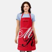 Überall in gedrucktem Monogramm rot Schürze (Getragen)