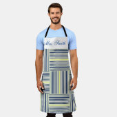Überall in Print-Schürze gelb blauer Streifen Schürze (Getragen)