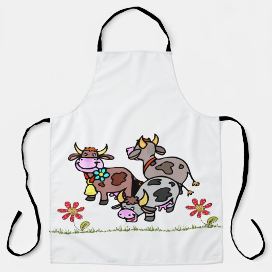 Überall in Print-Schürze Kuh Moo floral Schürze (Vorderseite)