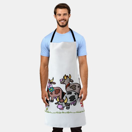 Überall in Print-Schürze Kuh Moo floral Schürze (Getragen)