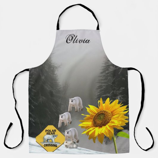 Überall in Print-Schürze Sonnenblumen Blütenpolar Schürze (Vorderseite)