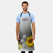 Überall in Print-Schürze Sonnenblumen Blütenpolar Schürze (Getragen)