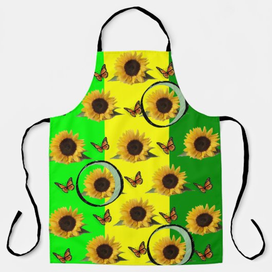 Überall in Print Schürze Sonnenblumen Schmetterlin (Vorderseite)