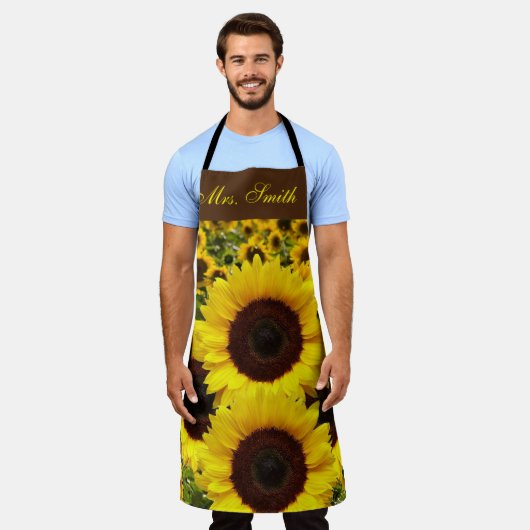 Überall in Print-Schürze Sonnenblumen Schürze (Getragen)