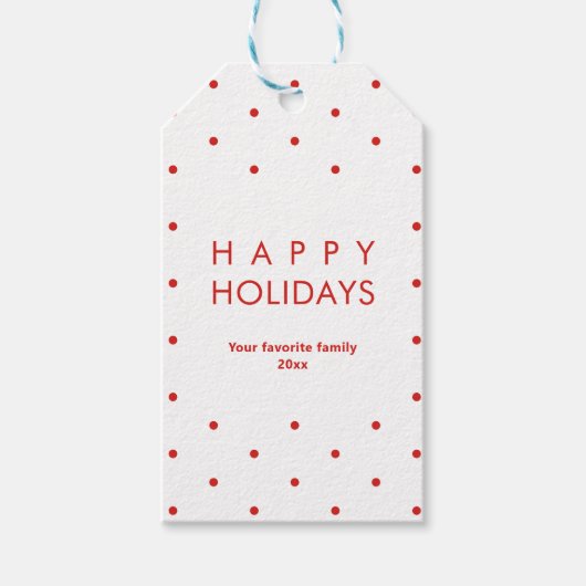 Überall in Red Dots Happy Holidays Geschenkanhänger (Vorderseite)