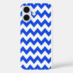 Überall in Zickzack Printfarbe Weiß und Blau Zig Z iPhone 16 Hülle