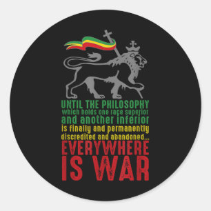 Überall ist Krieg Haile Selie Rede Judah Lion Re Runder Aufkleber