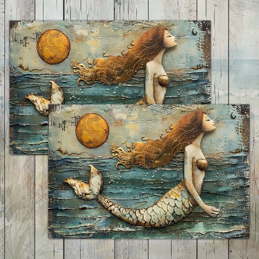 ÜBERALL MERMAID MIXED MEDIA DECOUPAGE TISSUPAPIER SEIDENPAPIER