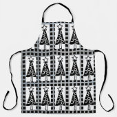 Überall Print Schürze Weihnachtsbaumen Schwarz & W (Vorderseite)