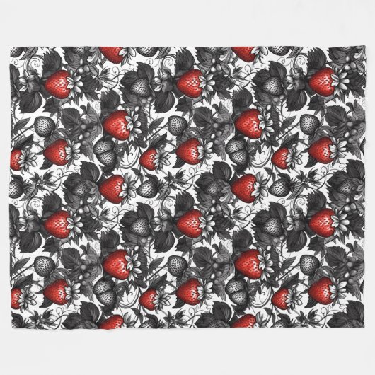 Überall schwarze, weiße und rote Erdbeeren Fleecedecke (Vorderseite (Horizontal))