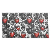 Überall schwarze, weiße und rote Erdbeeren Kissenbezug (Rückseite-Links)