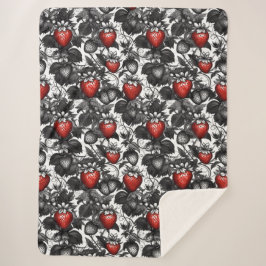 Überall schwarze, weiße und rote Erdbeeren Sherpadecke