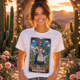 Überall Stacheln Vintage Zucker-Schädel Tarot T-Shirt