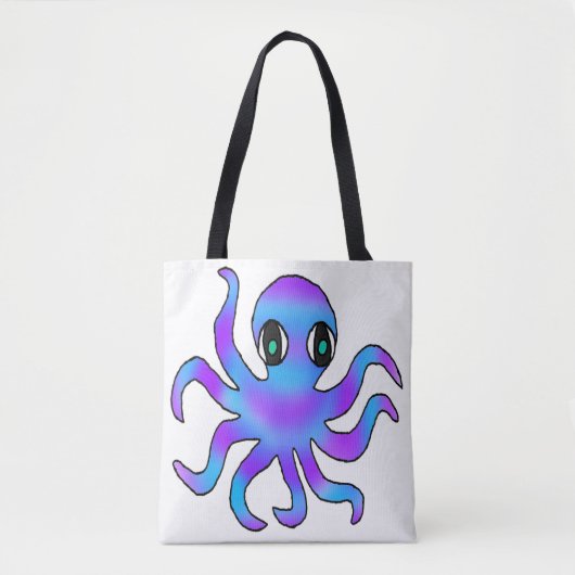 Überall Tasche - Blauer violetter Oktopus (weiß) (Vorderseite)