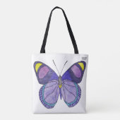 Überall Tasche - Lila Schmetterling (weiß) (Rückseite)