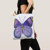 Überall Tasche - Lila Schmetterling (weiß) (Von Nahem)