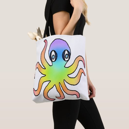 Überall Tasche - Rainbow-Octopus (weiß) (Von Nahem)