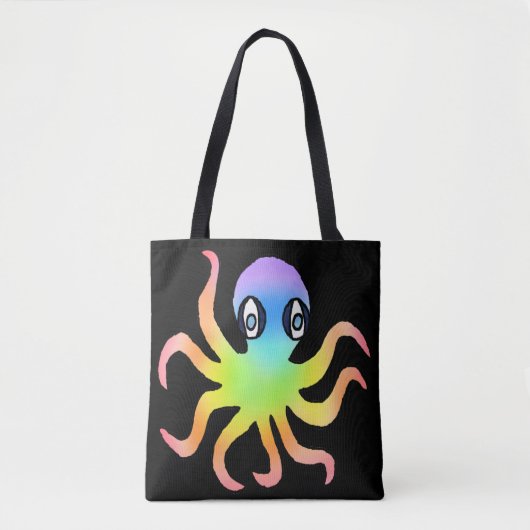 Überall Tasche - Regenbogenopus (schwarz) (Vorderseite)