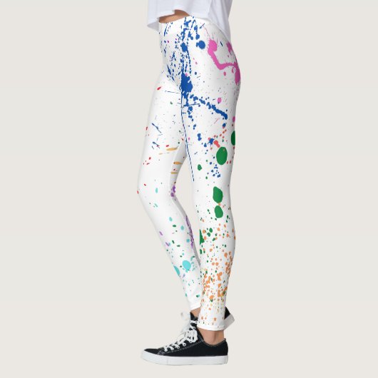 Überall über farbiges Spritzer-Muster Leggings (Links)