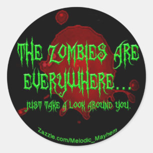 Überall Zombies! Runder Aufkleber