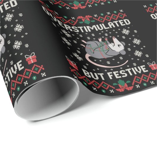 Überanregend, aber festlich Possum Weihnachten Fun Geschenkpapier (Rolleneckpunkt)