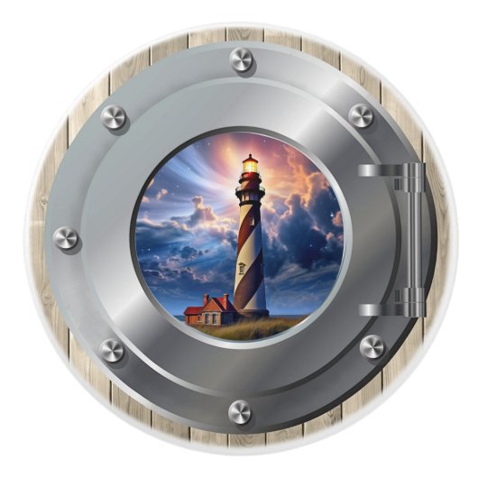 Überarbeitete 2 Nautical Porthole-Schubknöpfe Keramikknauf (Vorderseite)