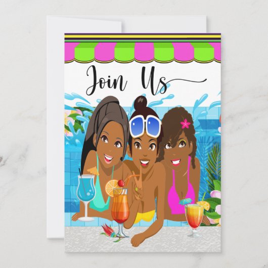 Überarbeitete Pool-Party Einladung (Vorderseite)