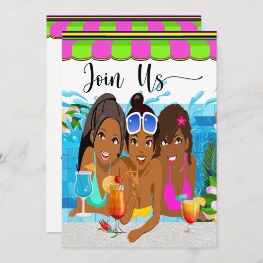 Überarbeitete Pool-Party Einladung (Vorne/Hinten)