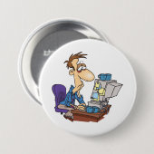 Überarbeiteter Büroangestellter Lustiger müder Mit Button (Vorne & Hinten)