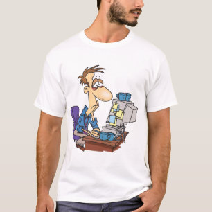 Überarbeiteter Büroangestellter Lustiger müder Mit T-Shirt