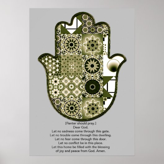 Überarbeiteter Khamsa Handposter Design 2 Mieter Poster (Vorne)