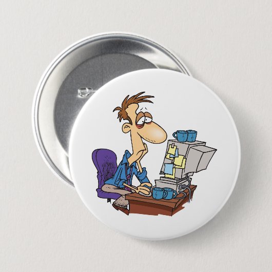 Überarbeiteter Office-Mitarbeiter Funny Tired Mita Button (Vorne & Hinten)