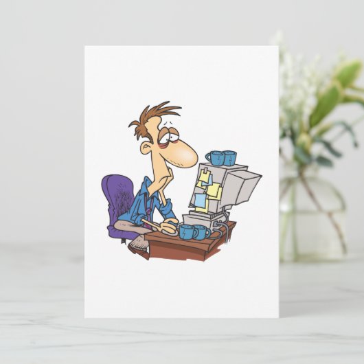 Überarbeiteter Office-Mitarbeiter Funny Tired Mita Einladung (Stehend Vorderseite)