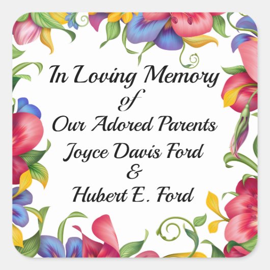 Überarbeitetes Buchzeichen in Memoriam, Spendenpla Quadratischer Aufkleber (Vorderseite)