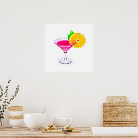 Überarbeitetes rosa Cocktailposter - SRF Poster (Küche)