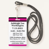 Überarbeitetes Sweet 16 VIP Guest Abzeichen - sieh Ausweis (Rückseite mit Schlüsselband)