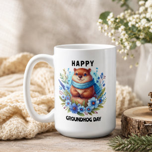 Überbewertet? Aquarell zum Feiern des Murmeltierta Kaffeetasse