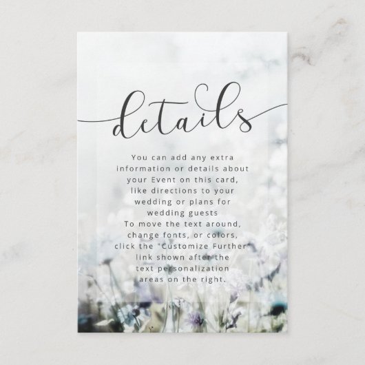 Überblendungen von Meadow Song-Wildblumen Hochzeit Begleitkarte (Vorderseite)