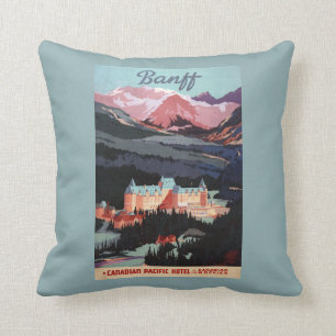 Überblick über das Banff Springs Hotel Plakat Kissen