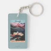 Überblick über das Banff Springs Hotel Plakat Schlüsselanhänger (Rückseite)
