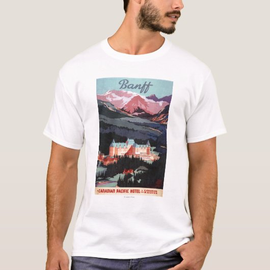 Überblick über das Banff Springs Hotel Plakat T-Shirt (Vorderseite)
