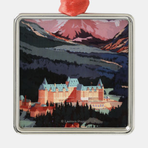 Überblick über das Banff Springs Hotel Poster Ornament Aus Metall